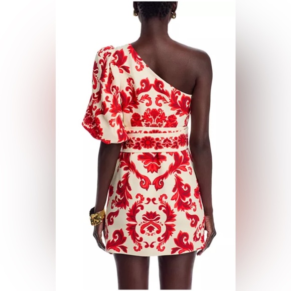Cara Cara One Shoulder Red Floral Dress - Picture 2 of 9